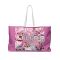 Weekender Bag — "100% Rich Girl" Pink Collage Travel Tote