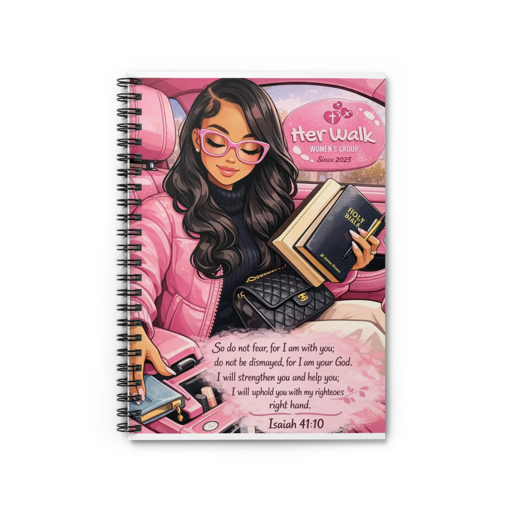 Her Walk Christian Spiral Notebook — Inspirational Isaiah 41:10 Ruled Journal