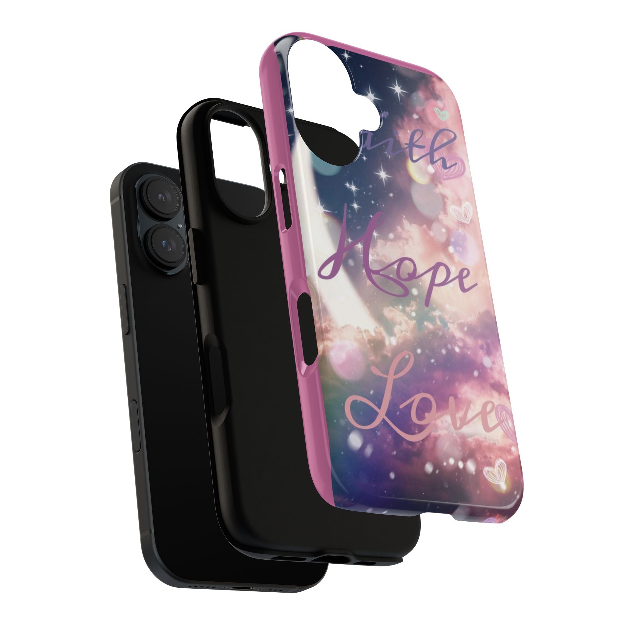 Phone Case — Pink Galaxy 'Faith Hope Love' Protective Tough Case