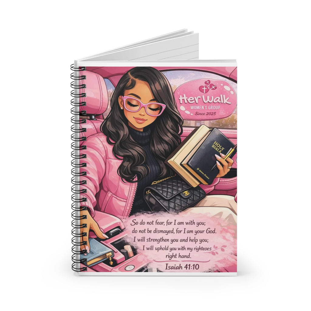 Her Walk Christian Spiral Notebook — Inspirational Isaiah 41:10 Ruled Journal