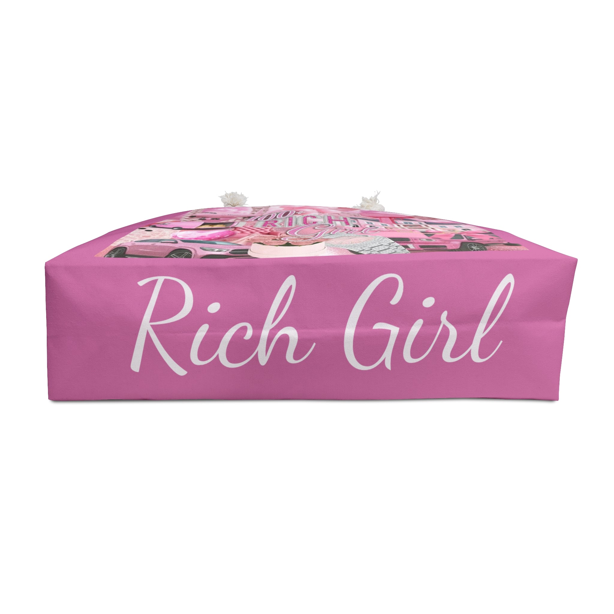 Weekender Bag — "100% Rich Girl" Pink Collage Travel Tote