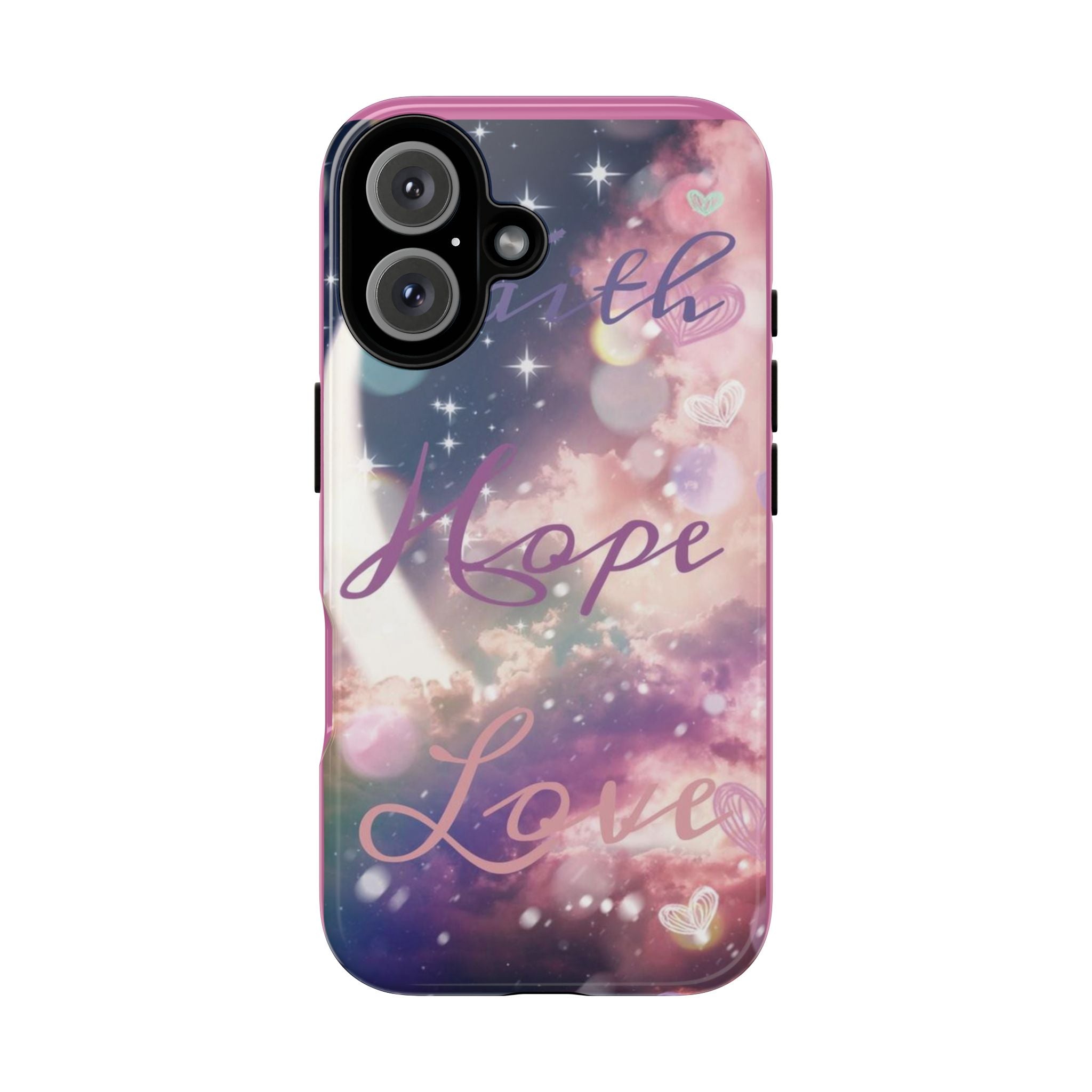 Phone Case — Pink Galaxy 'Faith Hope Love' Protective Tough Case