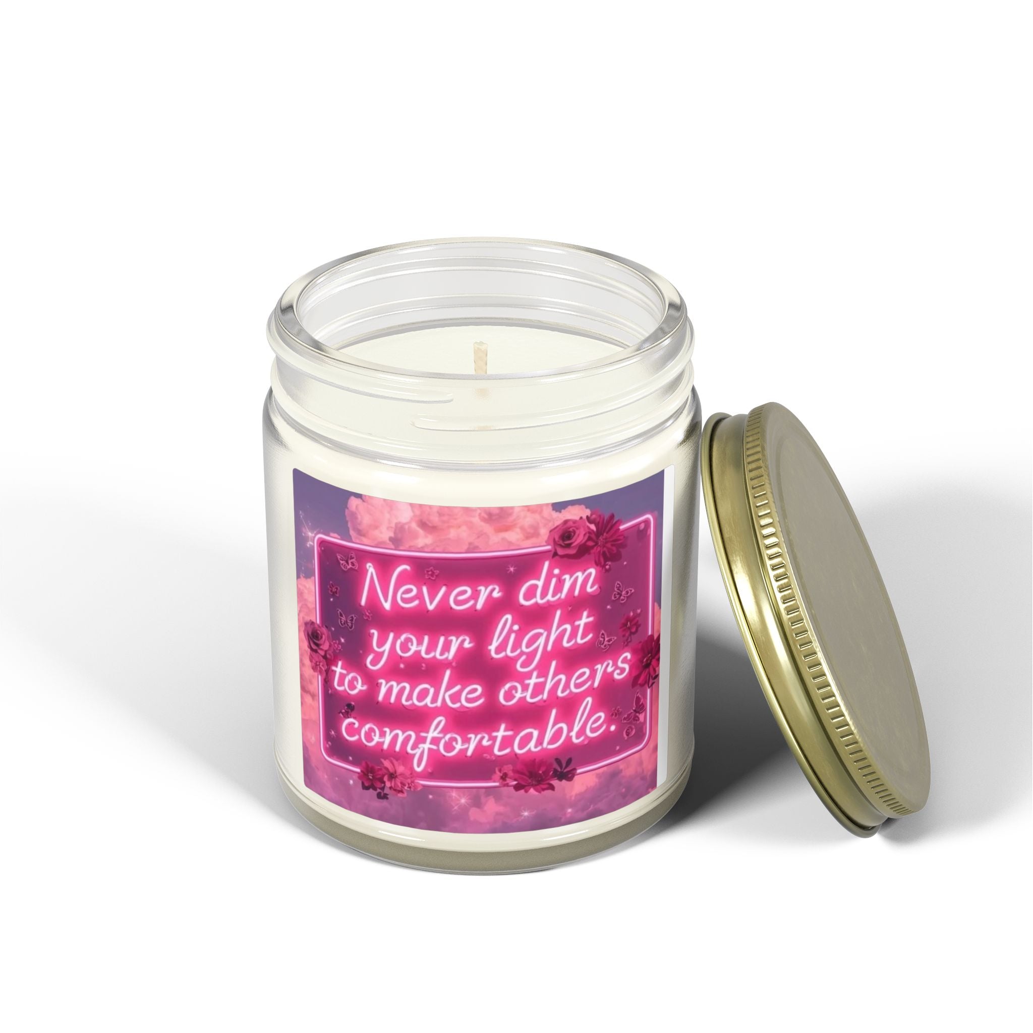 Scented Candle — Coconut Apricot (4oz/9oz) with 'Never Dim Your Light' Floral Label