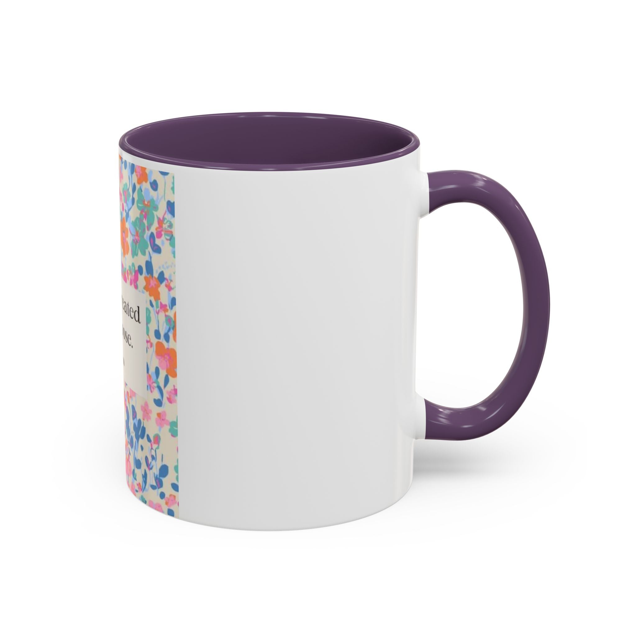 Inspirational Floral Accent Coffee Mug — "You Were Created for a Purpose" (Ephesians 2:10)