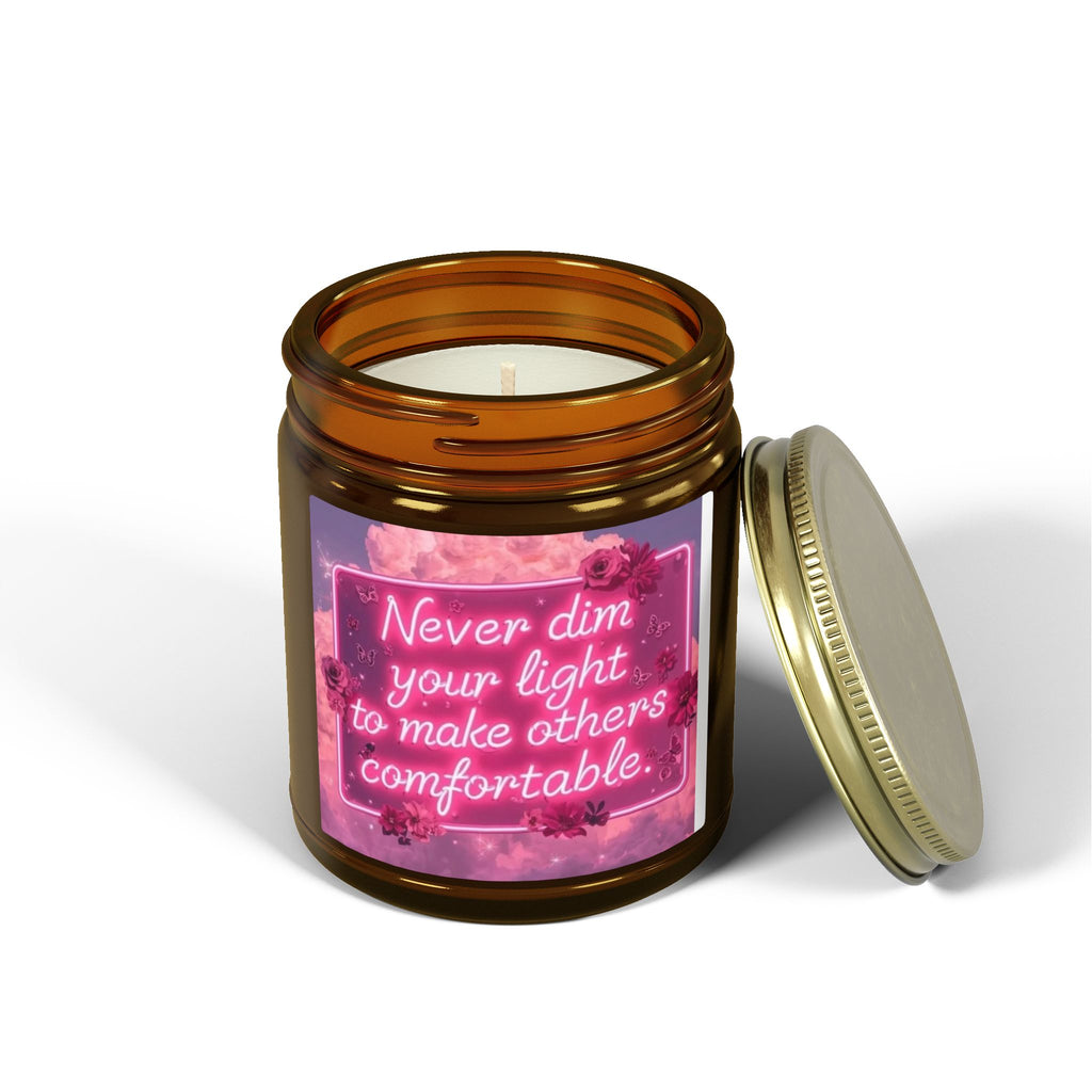 Scented Candle — Coconut Apricot (4oz/9oz) with 'Never Dim Your Light' Floral Label