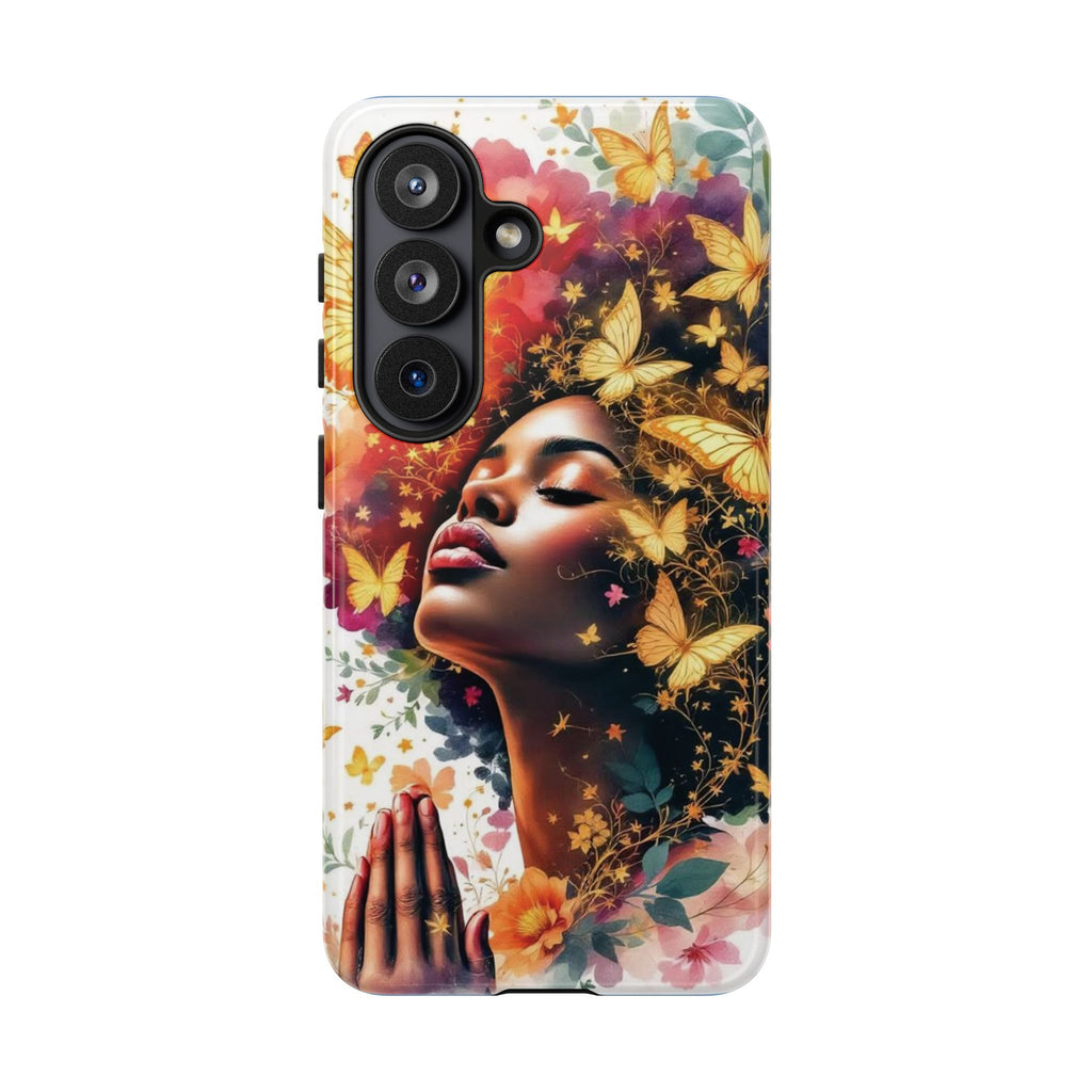 Butterfly Prayer Phone Case — Inspirational Floral Woman Tough Case