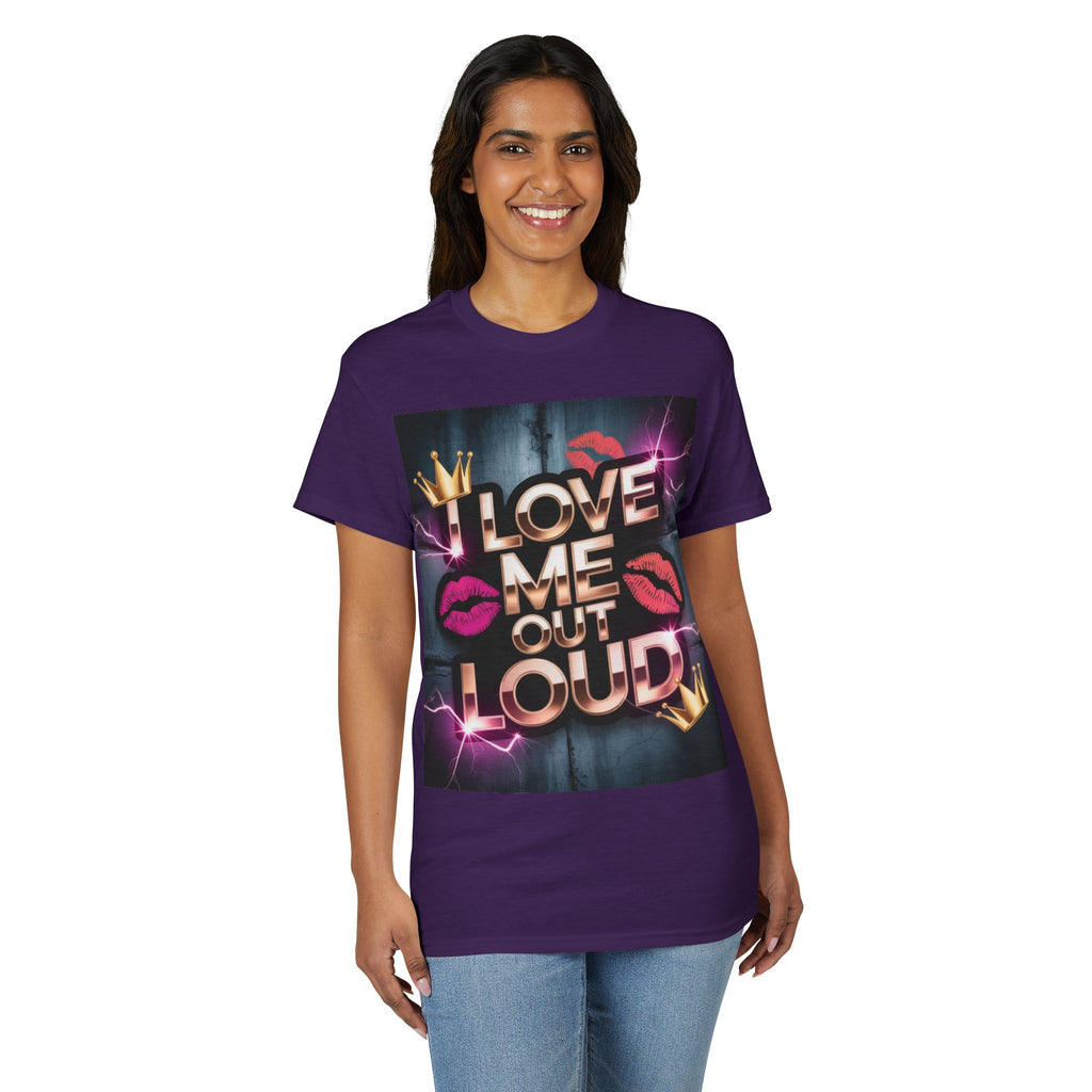 I Love Me Out Loud Graphic T‑Shirt — Self Love Kiss Design