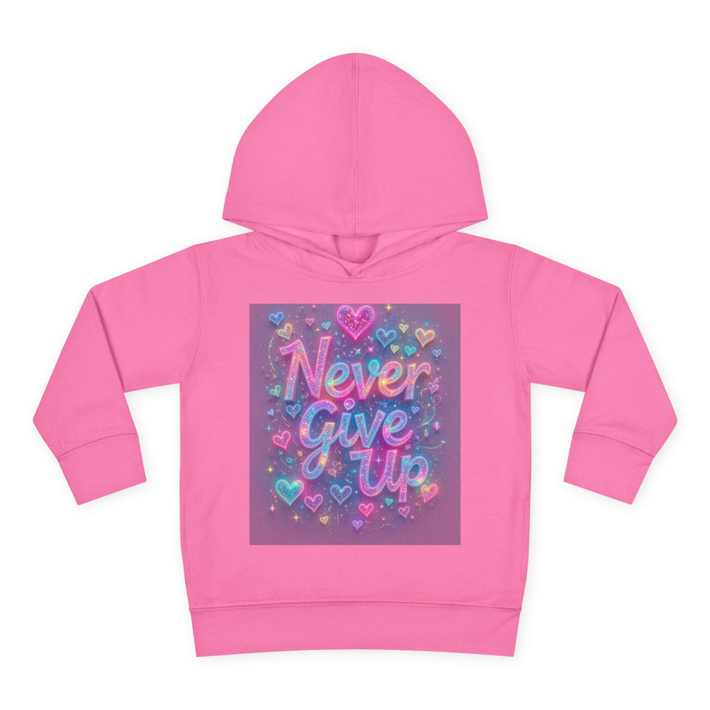 Toddler Hoodie — "Never Give Up" Inspirational Heart Print