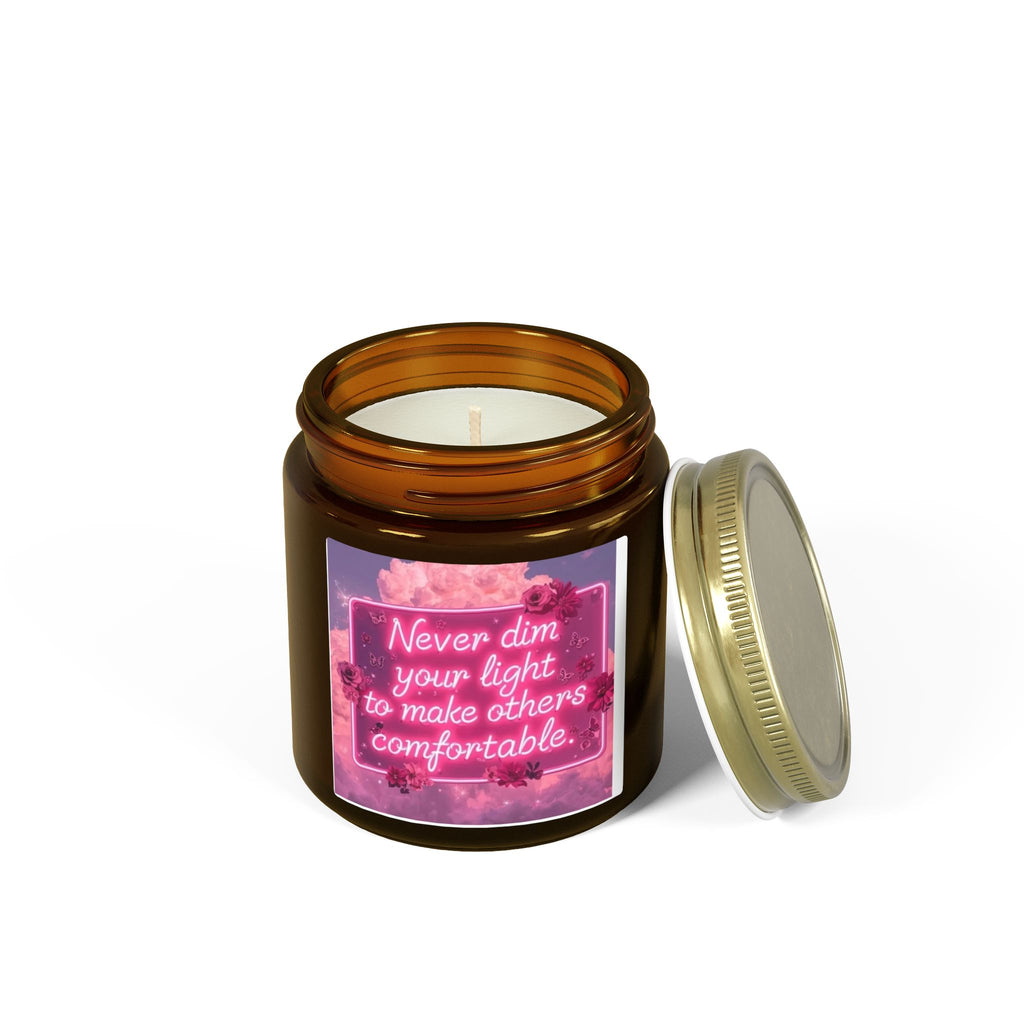 Scented Candle — Coconut Apricot (4oz/9oz) with 'Never Dim Your Light' Floral Label