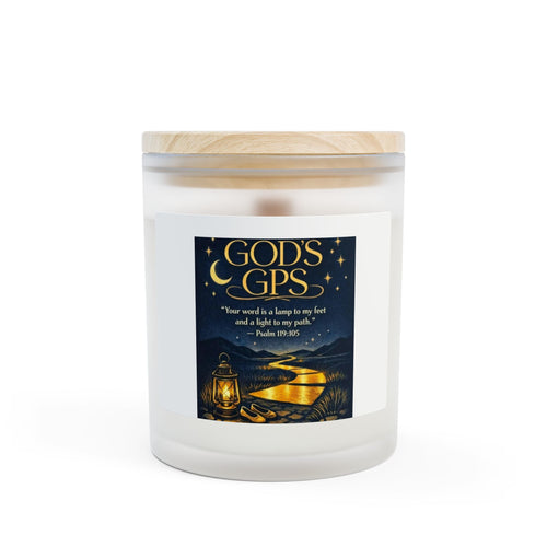 Candle — "God's GPS" Frosted Glass Inspirational Candle (11 oz)