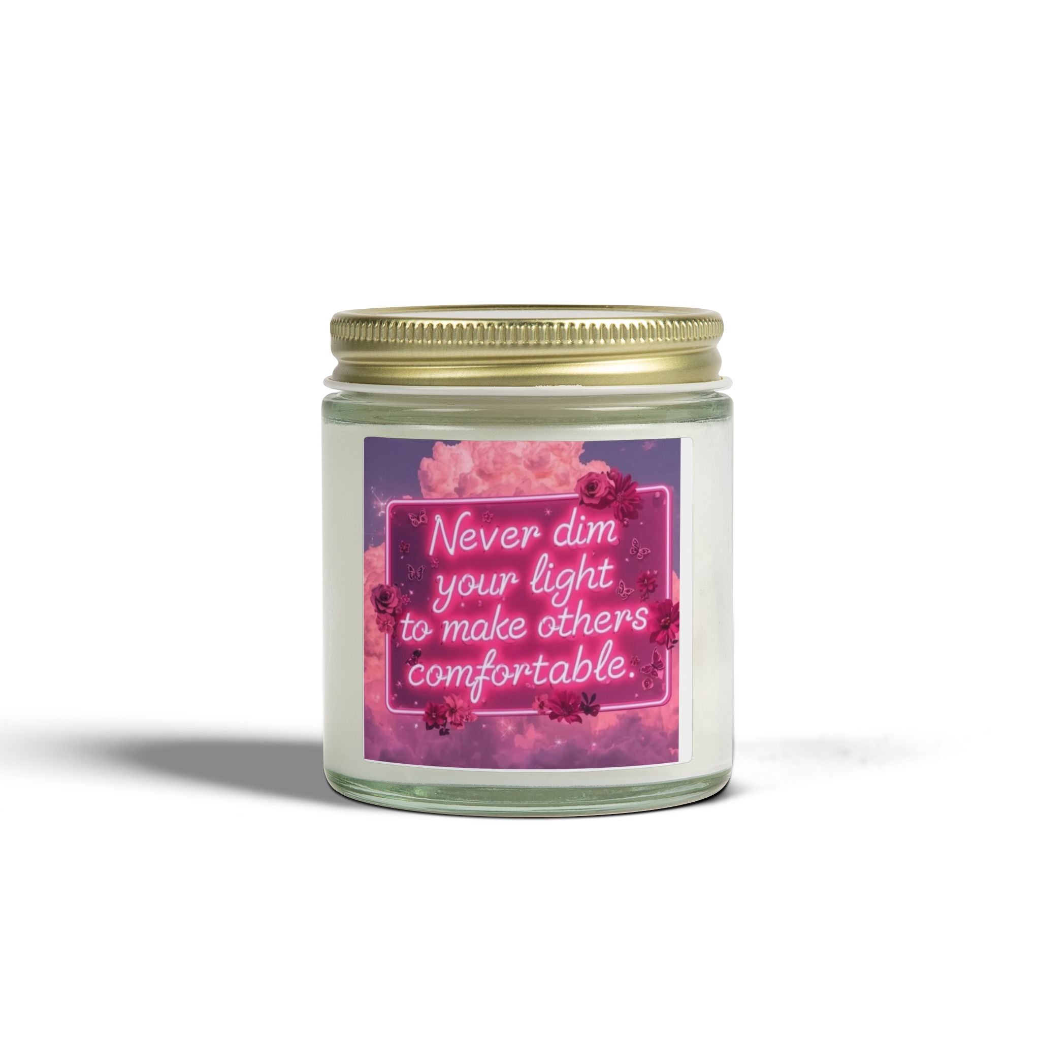 Scented Candle — Coconut Apricot (4oz/9oz) with 'Never Dim Your Light' Floral Label