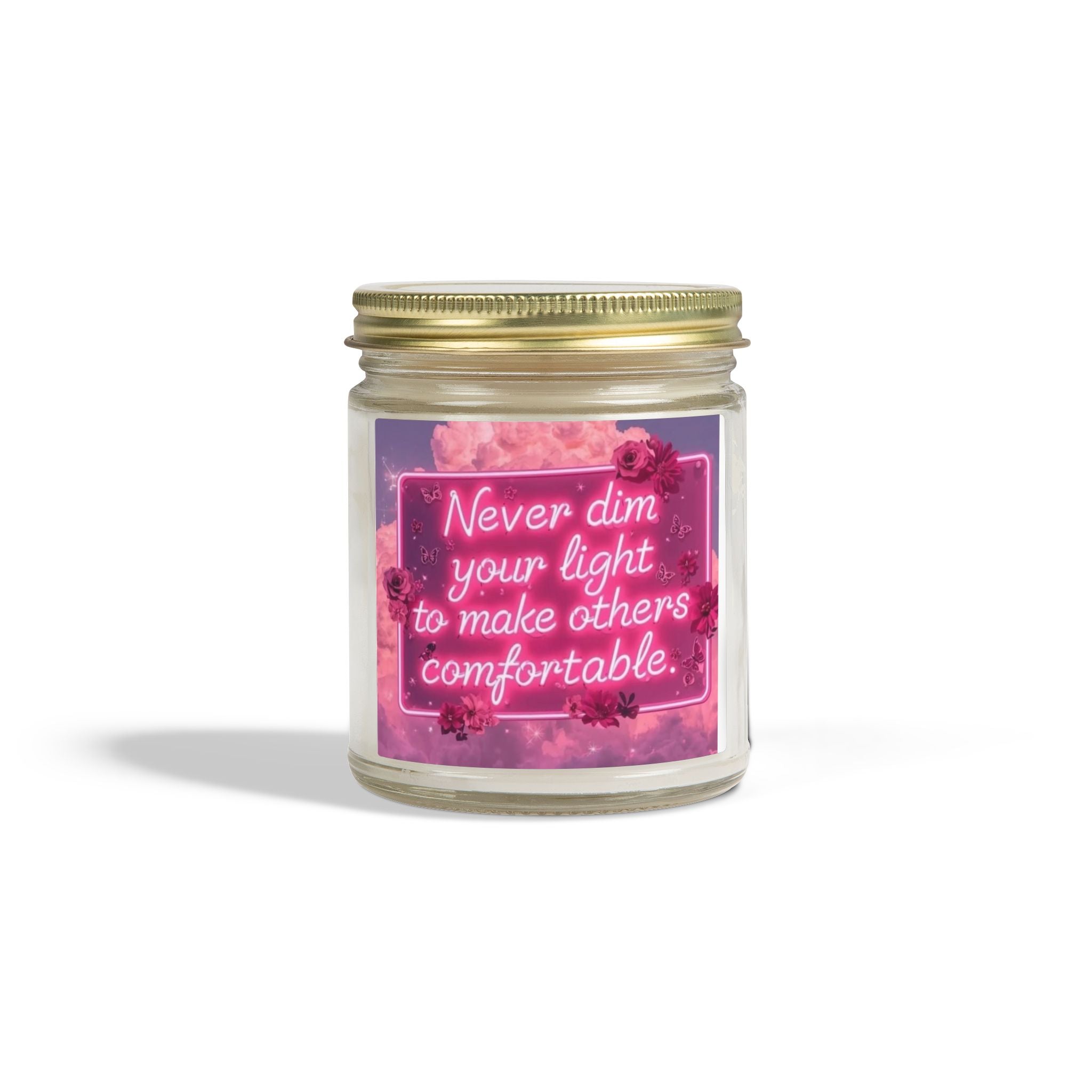 Scented Candle — Coconut Apricot (4oz/9oz) with 'Never Dim Your Light' Floral Label