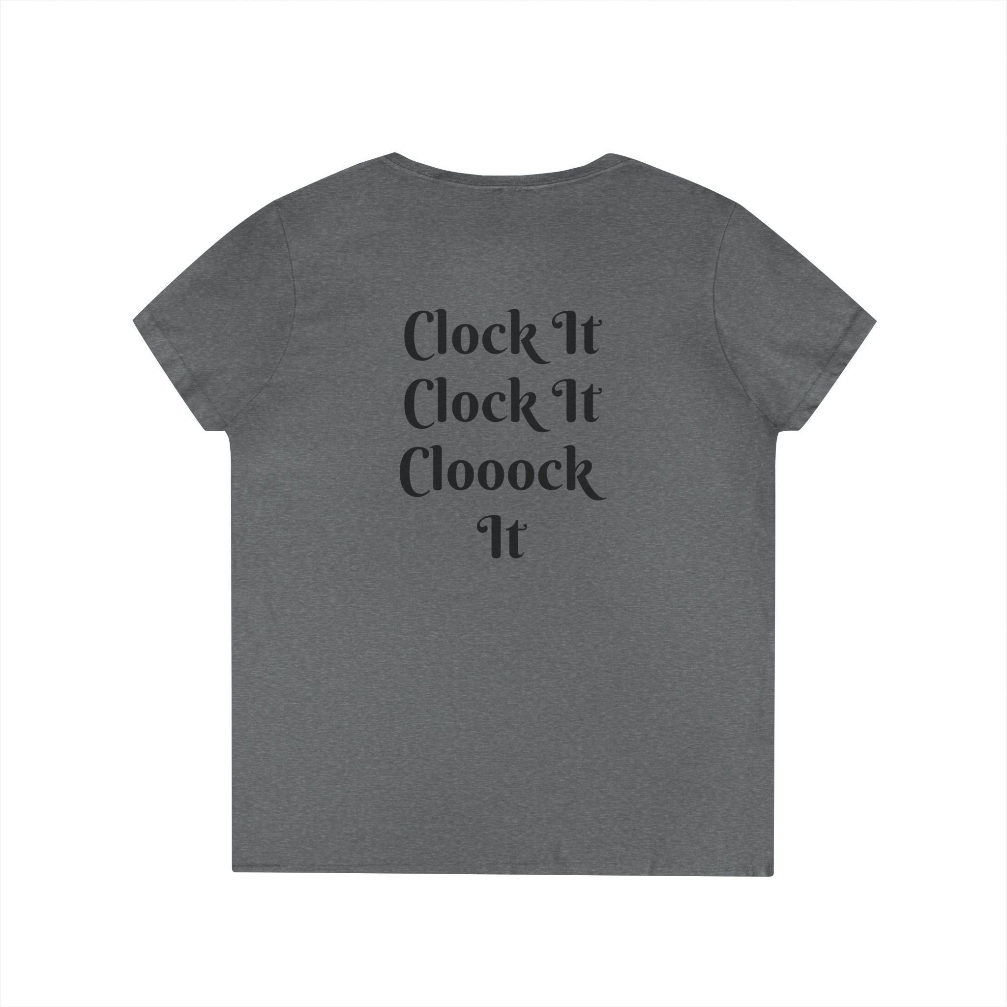 Ladies' V-Neck T-Shirt — “Clock That Tea” Graphic Tee with Glam Hand Illustration