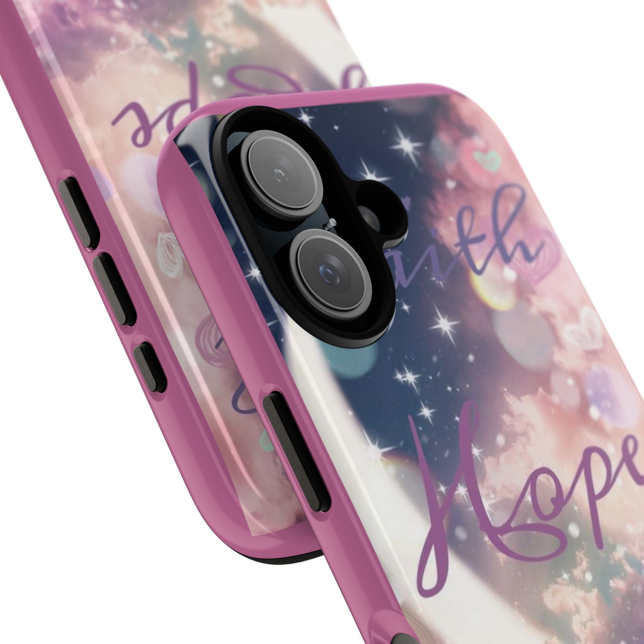 Phone Case — Pink Galaxy 'Faith Hope Love' Protective Tough Case