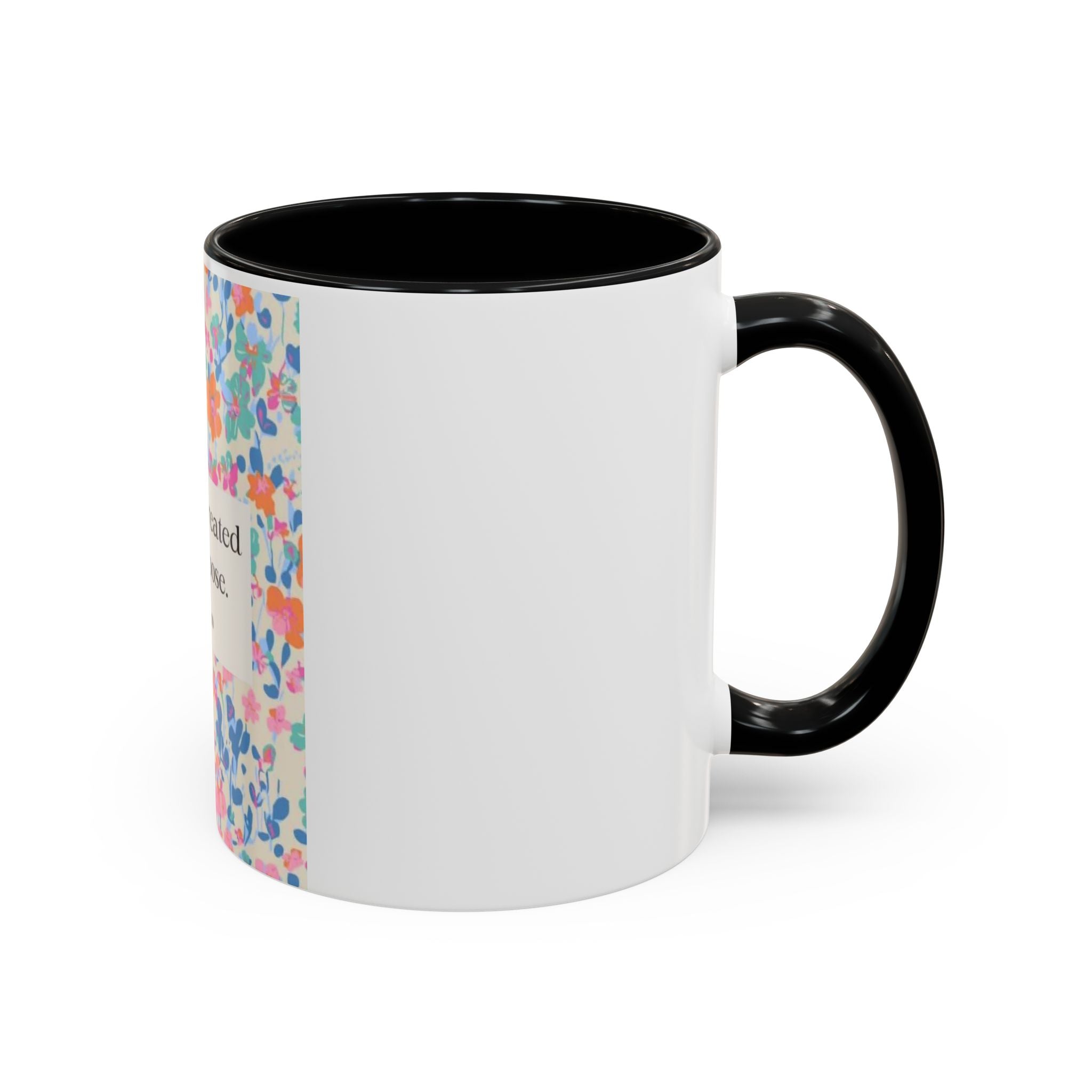 Inspirational Floral Accent Coffee Mug — "You Were Created for a Purpose" (Ephesians 2:10)