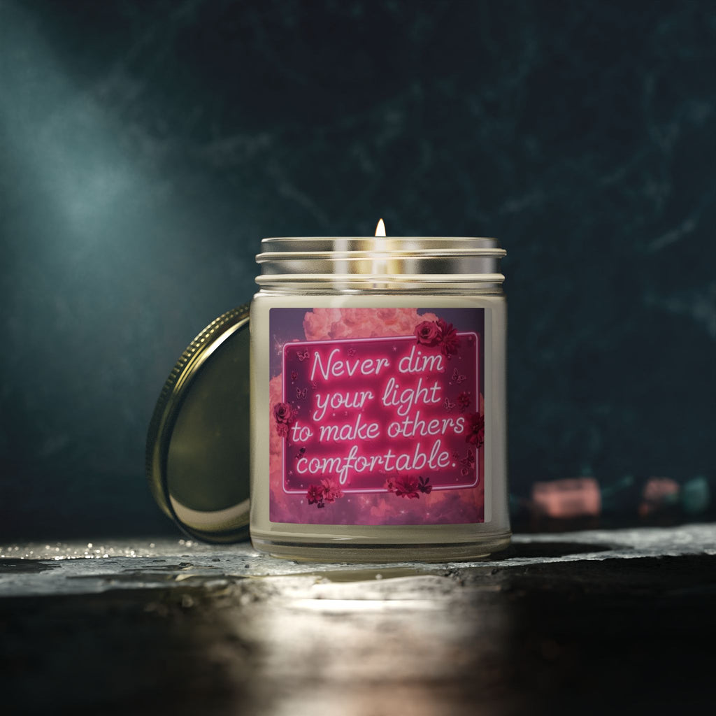 Scented Candle — Coconut Apricot (4oz/9oz) with 'Never Dim Your Light' Floral Label