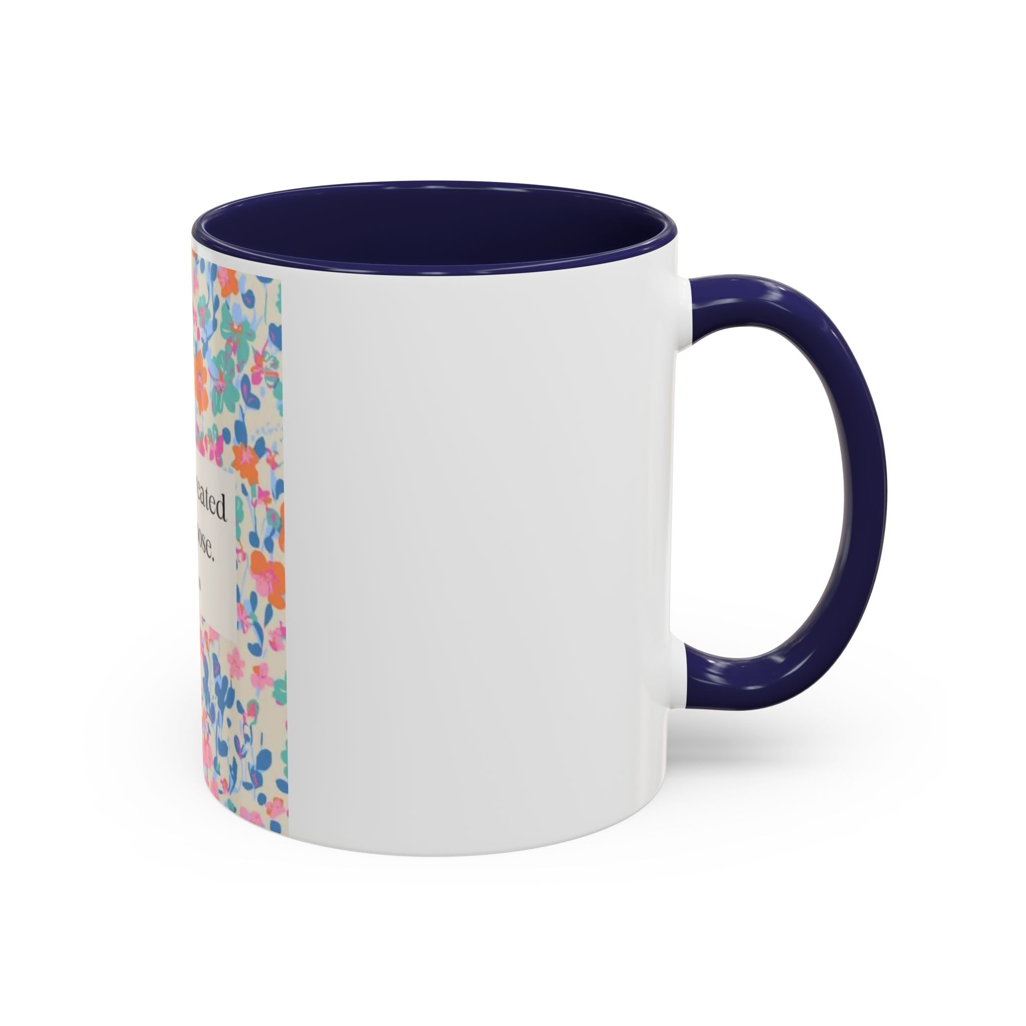 Inspirational Floral Accent Coffee Mug — "You Were Created for a Purpose" (Ephesians 2:10)