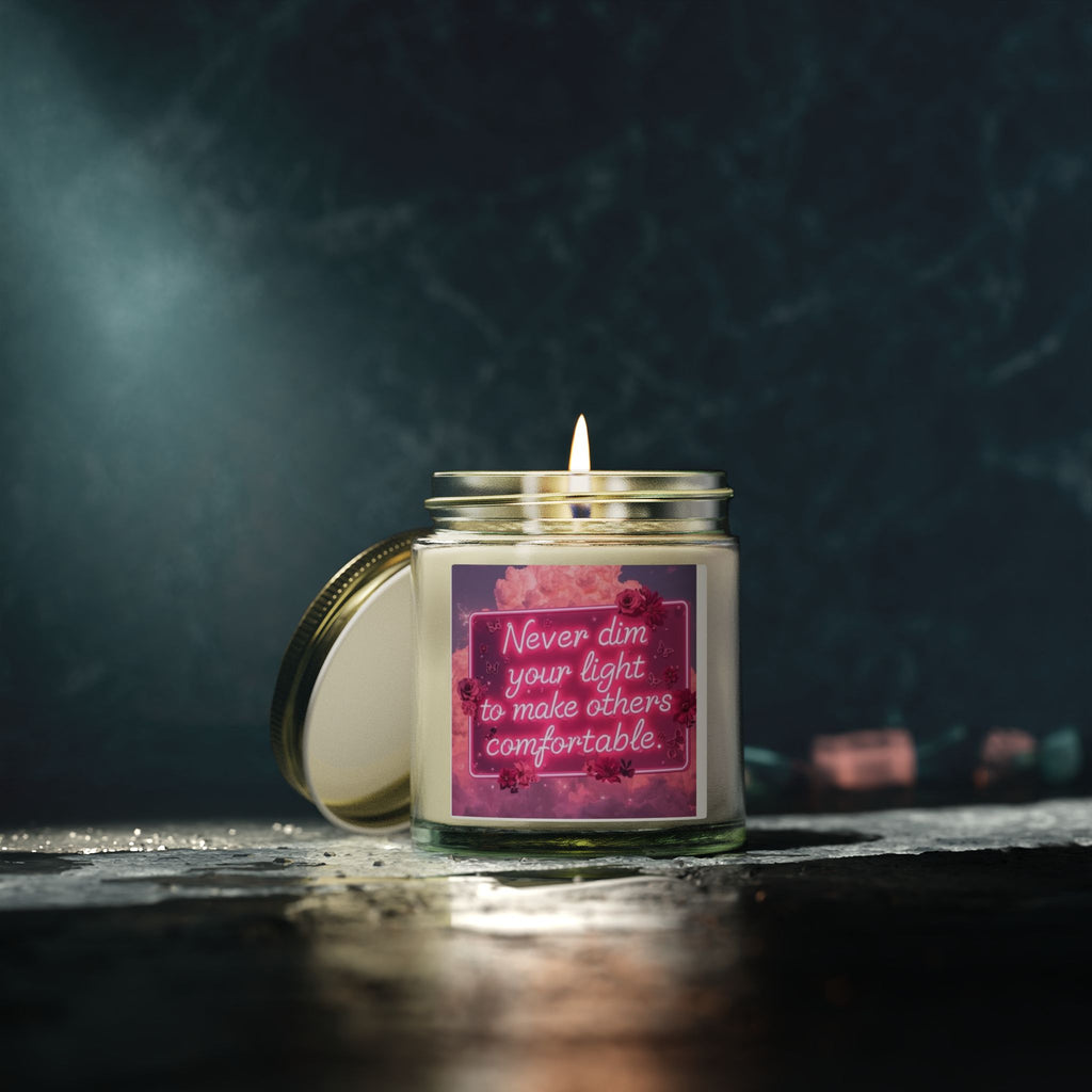 Scented Candle — Coconut Apricot (4oz/9oz) with 'Never Dim Your Light' Floral Label