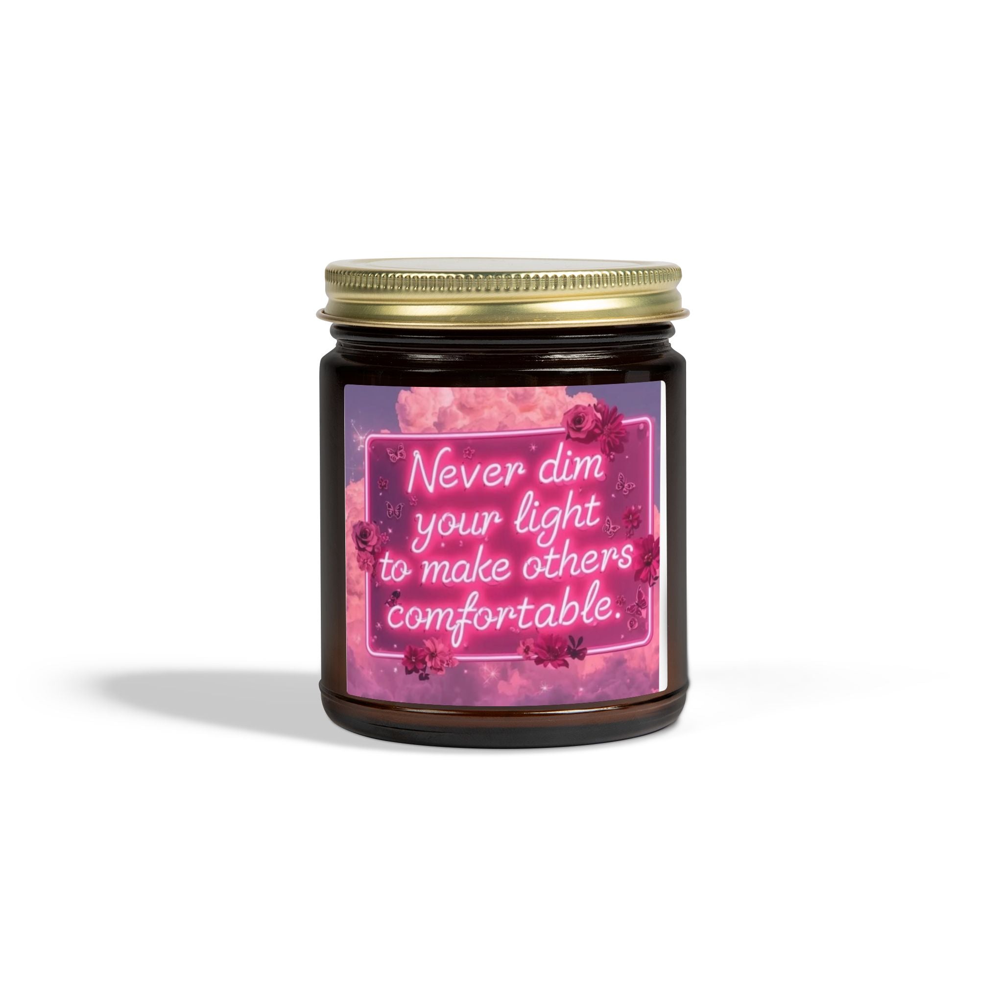 Scented Candle — Coconut Apricot (4oz/9oz) with 'Never Dim Your Light' Floral Label