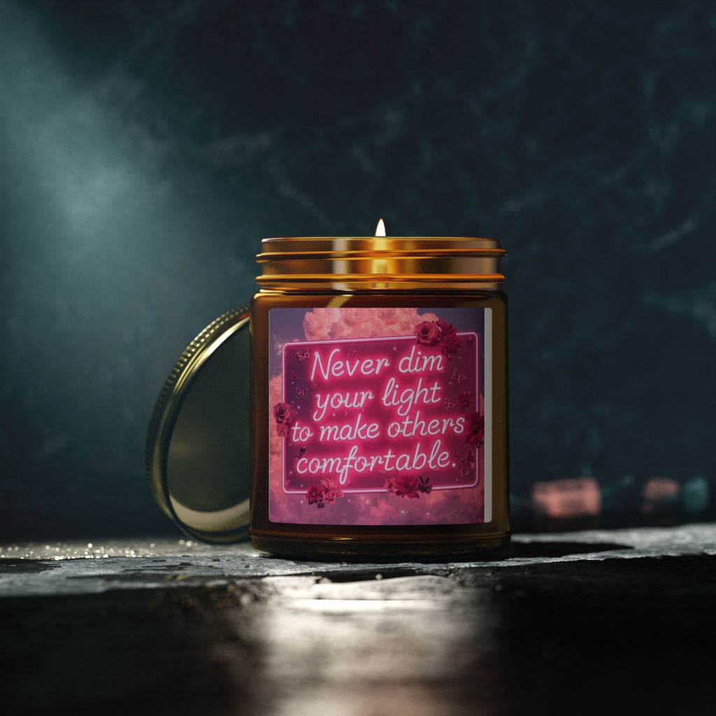 Scented Candle — Coconut Apricot (4oz/9oz) with 'Never Dim Your Light' Floral Label
