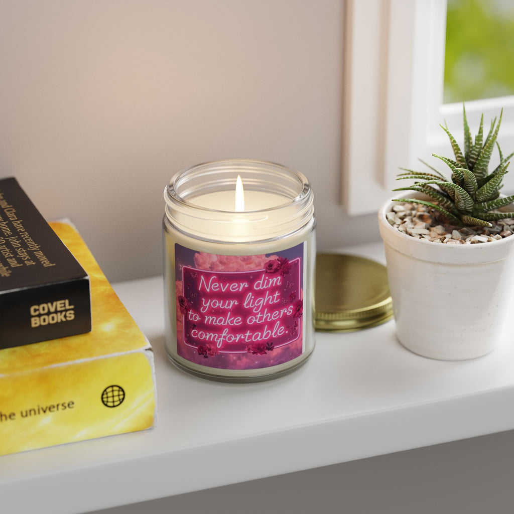 Scented Candle — Coconut Apricot (4oz/9oz) with 'Never Dim Your Light' Floral Label