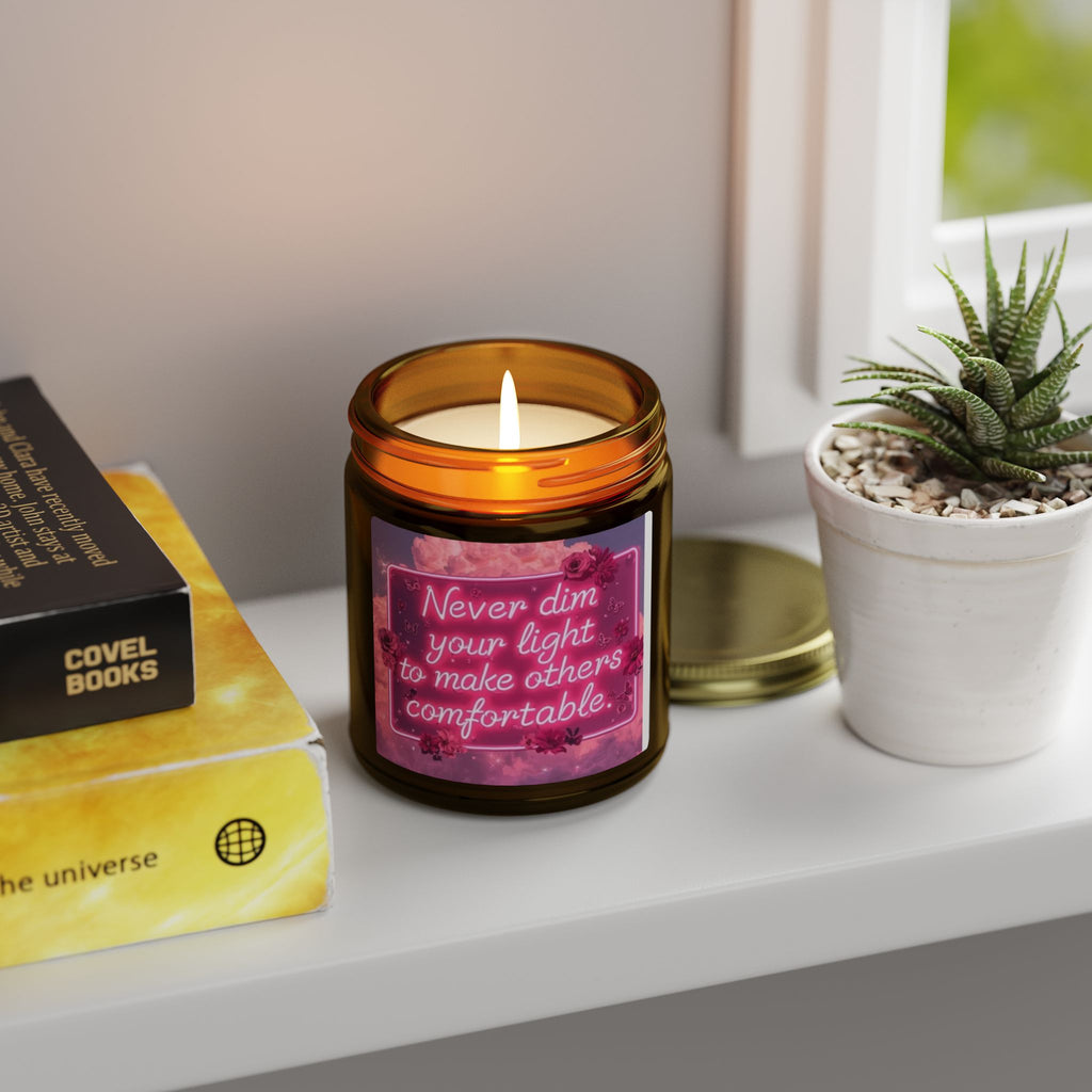 Scented Candle — Coconut Apricot (4oz/9oz) with 'Never Dim Your Light' Floral Label