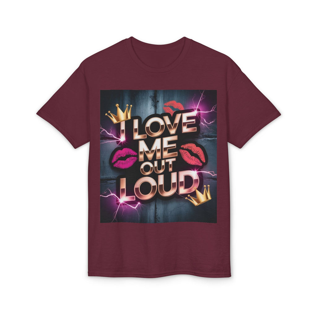 I Love Me Out Loud Graphic T‑Shirt — Self Love Kiss Design