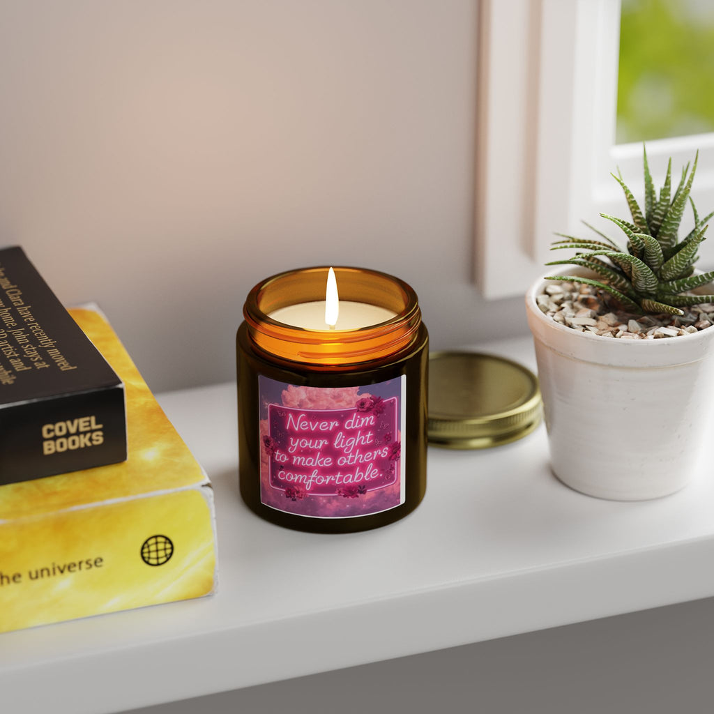 Scented Candle — Coconut Apricot (4oz/9oz) with 'Never Dim Your Light' Floral Label
