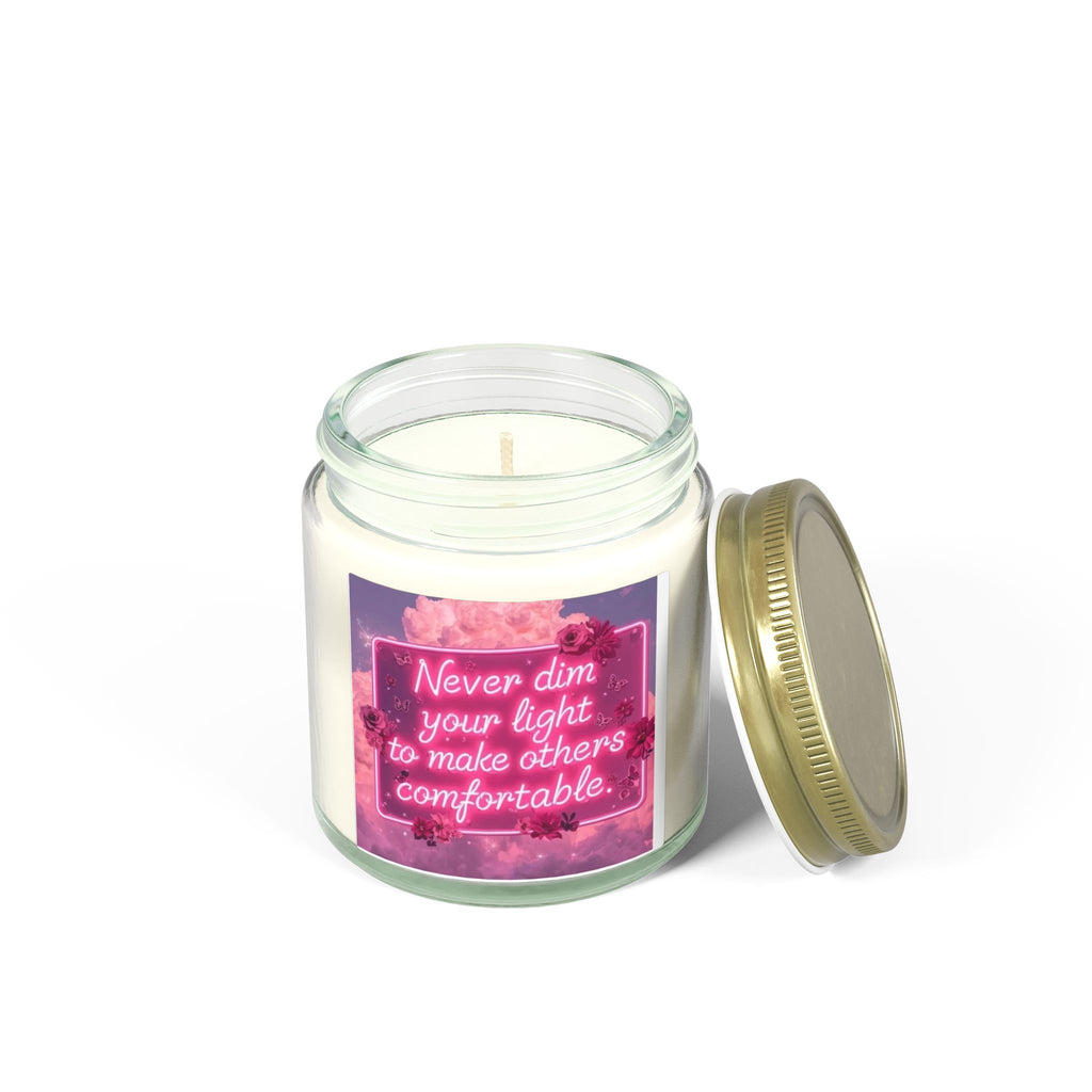 Scented Candle — Coconut Apricot (4oz/9oz) with 'Never Dim Your Light' Floral Label
