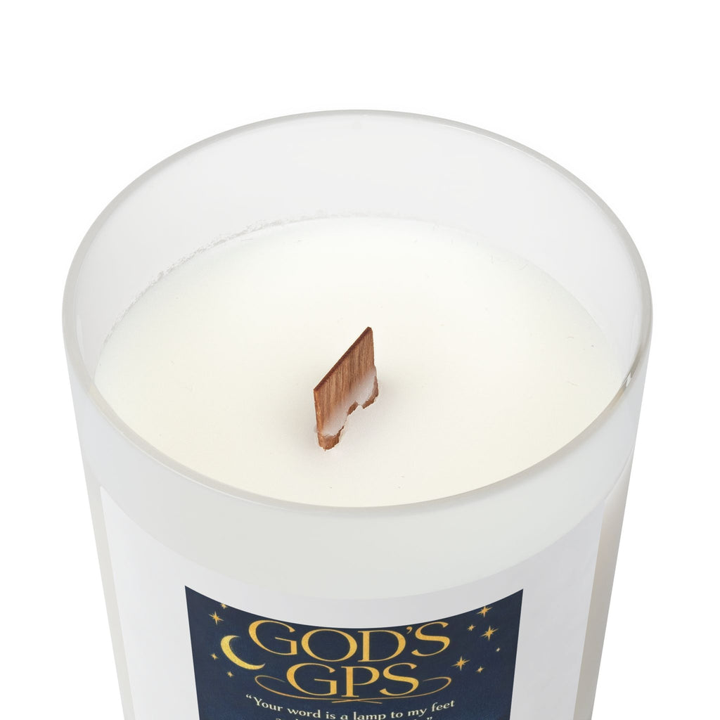 Candle — "God's GPS" Frosted Glass Inspirational Candle (11 oz)